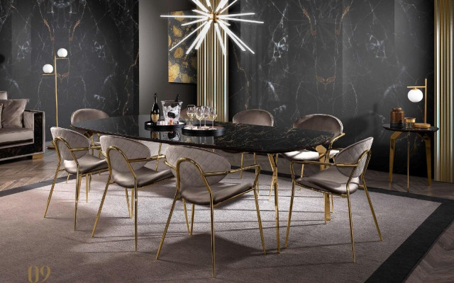 Table à manger de luxe Salle à manger moderne Cuisine Ess Tables Table de design en verre 250 cm XXL