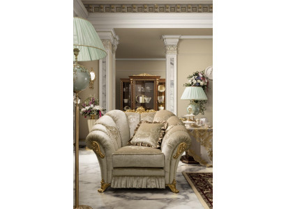 Fauteuil Chaise Rembourrage Télévision Cuir Textile Tissu Beige Design Salon Club Détente