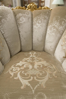 Fauteuil Chaise Rembourrage Télévision Cuir Textile Tissu Beige Design Salon Club Détente