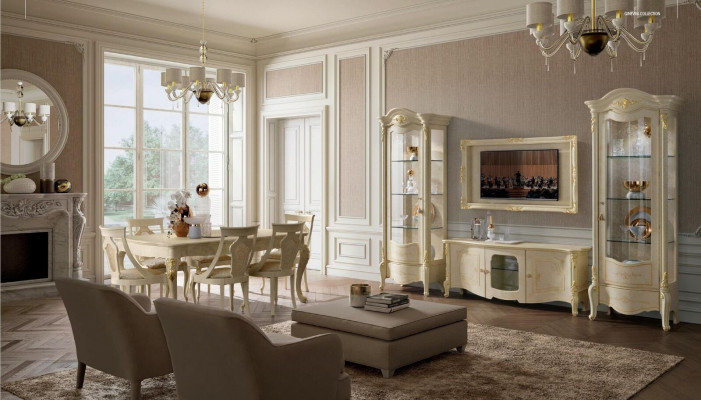 Vitrine classique Vitrines Garde-robe de luxe Bois Style italien Meubles en verre neuf.