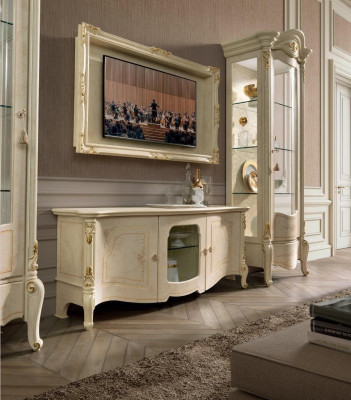 Vitrine classique Vitrines Garde-robe de luxe Bois Style italien Meubles en verre neuf.