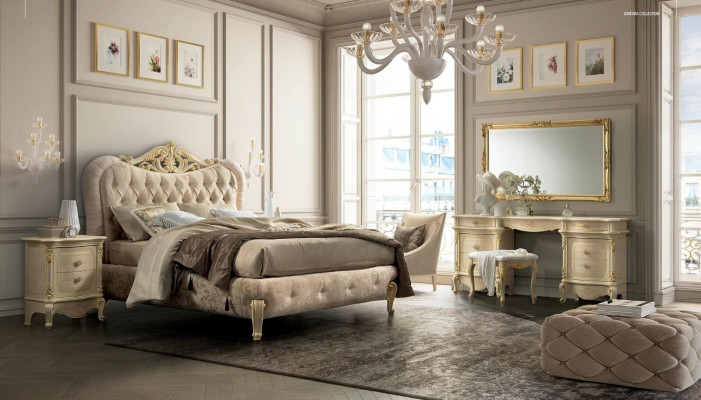 Meubles de lit Lit double Chesterfield Mobilier de chambre Lits de design Italie neuf