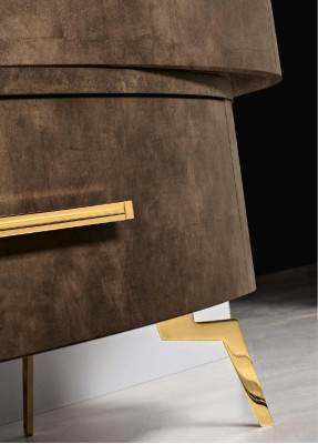 Commode avec miroir Commodes Chambre Armoire à vêtements Bois Design moderne Ensemble marron