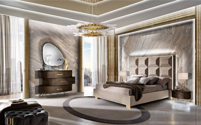 Lit Moderne Lits de Luxe Mobilier Chesterfield Hôtel Baroque Chambre Textile