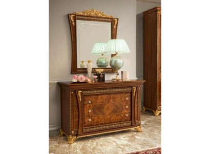 Commodes ensemble de meubles italiens 2 pièces. Commode en bois massif avec buffet miroir