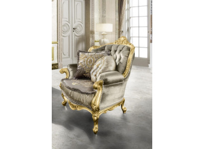 Fauteuil Relax Tissu Salon Club Rembourrage Design Canapé Sofa Luxe Or Nouveau