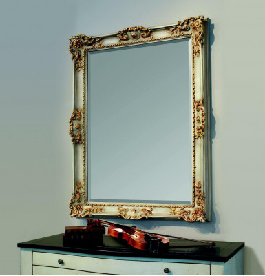 Miroir Miroir mural Concepteur Parquet Salon Salle de bain Bois Design 88x118 Baroque
