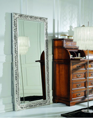 Miroir mural accessoire mobilier décoration living baroque rococo miroir décoratif stand argent