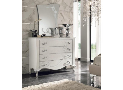 Une commode avec miroir en bois dans un style moderne pour la chambre.