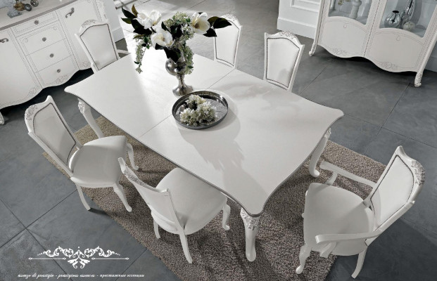 Table à manger en bois massif Meubles Blanc Table Salle à manger Classique Tables à manger Tables Bois