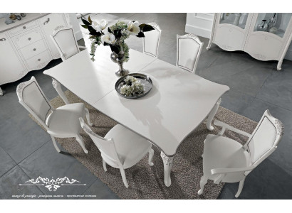 Table à manger en bois massif Meubles Blanc Table Salle à manger Classique Tables à manger Tables Bois