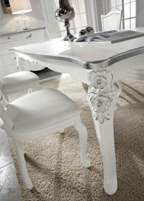 Table à manger en bois massif Meubles Blanc Table Salle à manger Classique Tables à manger Tables Bois
