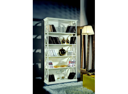 Concevoir des étagères de livres de luxe, blanches et classiques, en bois pour armoire de style italien.