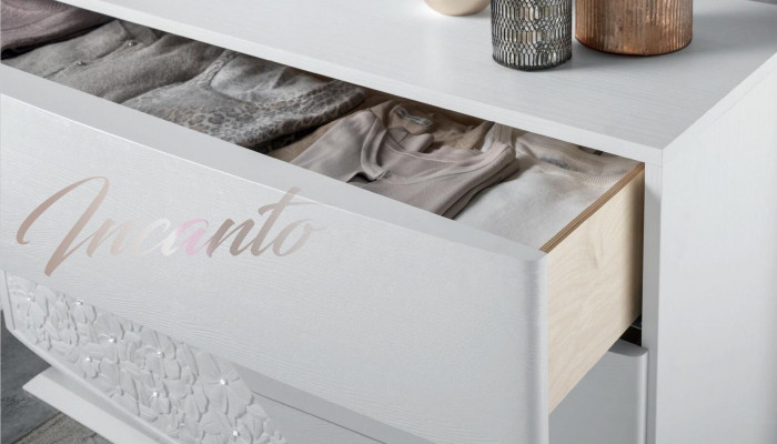 Commode avec miroir Coffres de bois Commodes Meuble Armoire Chambre blanche Buffet neuf