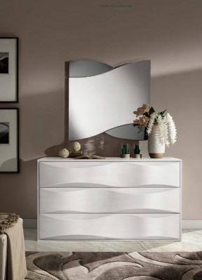 Ensemble de luxe commode avec miroir Commodes Console Suite Bois Design moderne Blanc