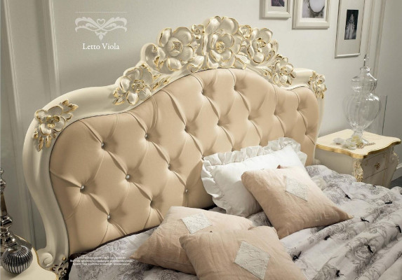 Lit Lit Lit en bois beige Chambre à coucher Design Lits Art déco italiens Italie nouvelle