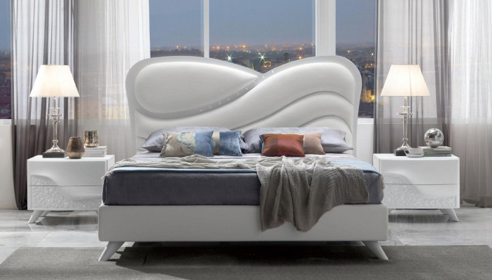 Lit double Lit cadre de lit Cadre de lit blanc Double Moderne Luxe Style Italie nouveau