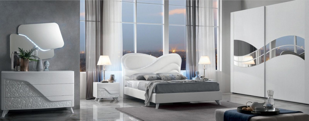 Lit double Lit cadre de lit Cadre de lit blanc Double Moderne Luxe Style Italie nouveau