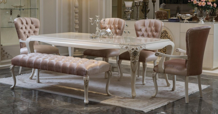 Ensemble de meubles de salle à manger classique en rose doux en bois naturel