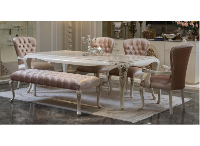 Ensemble de meubles de salle à manger classique en rose doux en bois naturel