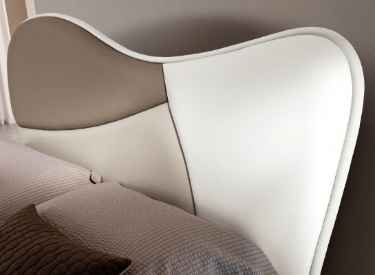 Cadre de lit double de luxe et lit blanc Lit double Cuir Bois Design moderne neuf