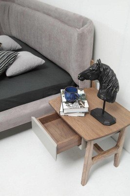 Chambre principale Lit double Lit Tables de chevet Gris Ensemble 3 pièces Tissu