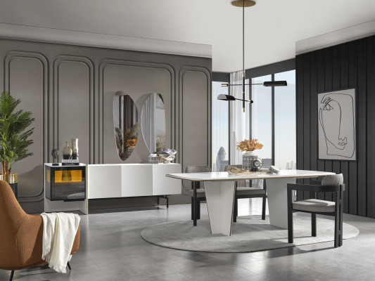 Salle à manger Ensemble Salle à manger Table à manger Chaises de luxe Espace repas 5 pièces Blanc