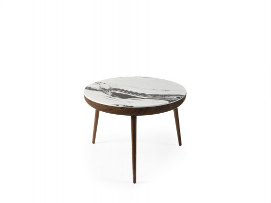 Table basse en 2 pièces. Table de salon. Mobilier rond en bois blanc. Design.