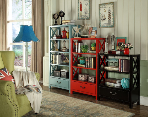 Vitrine en bois Étagère de séparation Designer en boiset de style loft Armoire rouge Ensemble