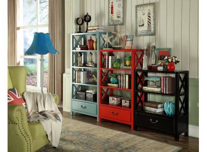 Vitrine en bois Étagère de séparation Designer en boiset de style loft Armoire rouge Ensemble