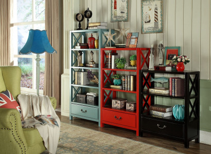 Vitrine en bois Étagère de séparation Designer en boiset de style loft Armoire rouge Ensemble