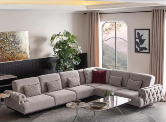 Canapé d'angle 2x Table basse Suite d'angle Table Paysage vivant Mobilier en forme de L