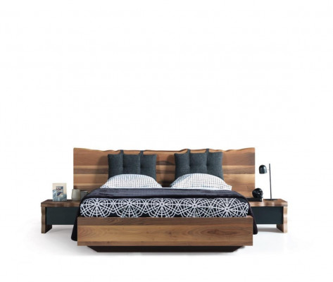 Chambre Lit 2x Table de chevet Armoire Commode Miroir Ensemble 6 pièces