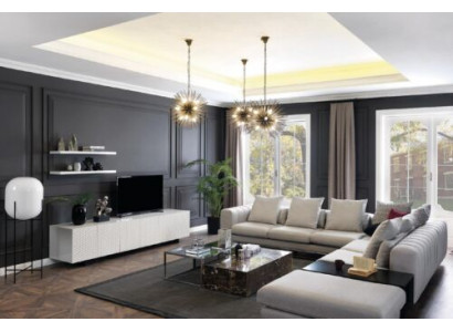 Paysage vivant Canapé d'angle en L Meuble TV 3x Table basse Canapé Tissu d'ameublement Mobilier