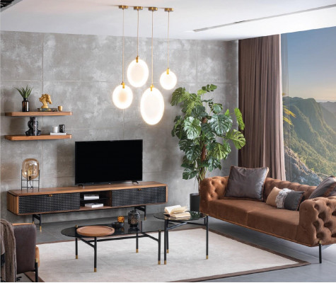 Étagère murale Salon Design Bois véritable Marron Couleur Nouveau Mobilier Matériau Bois