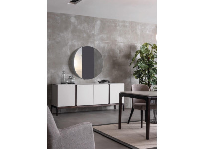 Salon Buffet Miroir Groupe de Luxe Ensemble 2 pièces gris Nouveau