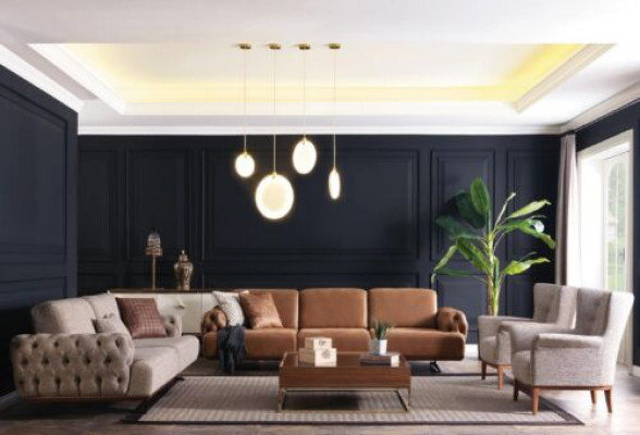 Canapé 4 places Chesterfield Design Canapé de luxe Revêtement Canapé marron