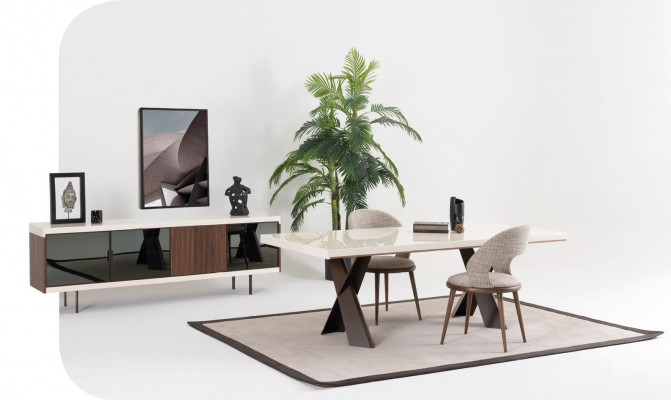 Table à manger 4x Chaises Buffet Groupe Salle à manger Suite 6pcs. Ensemble de meubles