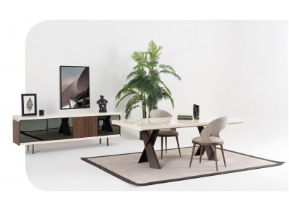 Table à manger 4x Chaises Buffet Groupe Salle à manger Suite 6pcs. Ensemble de meubles