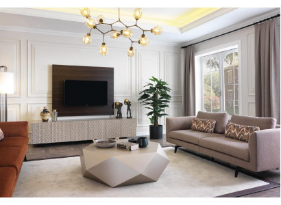 Meuble TV de luxe Meuble TV Buffet Table basse Mur TV 3 Pièces