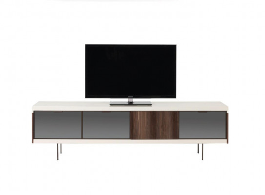 Meuble télé bas Étagère Buffet Meuble télé Design Luxueux Bois Blanc 225cm