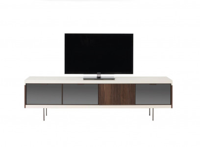 Meuble télé bas Étagère Buffet Meuble télé Design Luxueux Bois Blanc 225cm