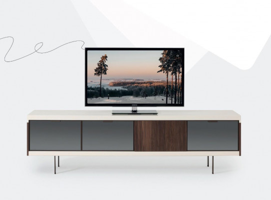 Meuble télé bas Étagère Buffet Meuble télé Design Luxueux Bois Blanc 225cm