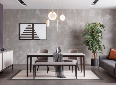 Salle à manger Table à manger Mobilier de luxe Design Matériau Bois Moderne gris