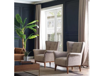Chesterfield Fauteuil Canapé Tapisserie de Luxe en Bois avec Style Textile Moderne Lounge