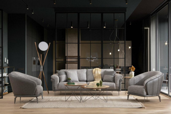 Fauteuil une place de luxe 1 siège gris tissu de siège nouveau