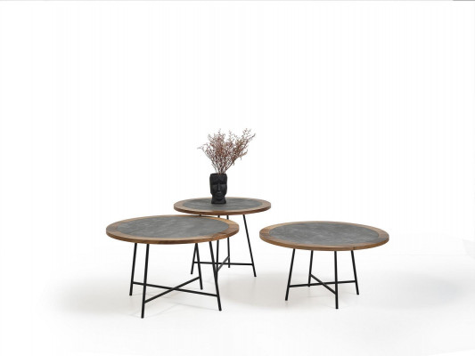 Table basse Design Bois Ronde Marron Table d'appoint Tables de salon neuves