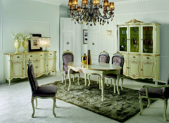 Table à manger 5x chaises Vitrine Commode Ensemble complet de salle à manger 8 pièces Mobilier neuf