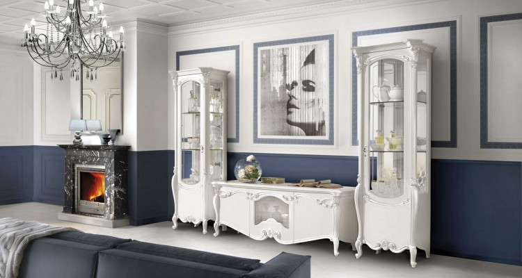 Mur vivant classique Buffet de salon Vitrine Meuble TV Étagère Murs Armoire 3 pièces.