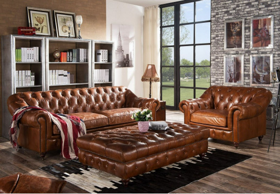 Repose-pieds Club Lounge Chesterfield Tabouret Ottoman Design Ottoman en textile